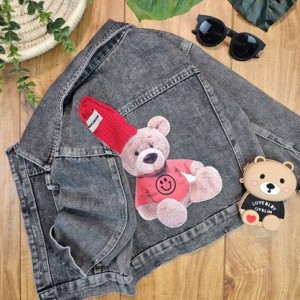 کت جین پسرانه خرس کلاه دار