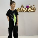 کراپ و شلوار دخترانه قلب بنفش