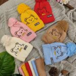 کلاه و شالگردن دخترانه گلدوزی خرس