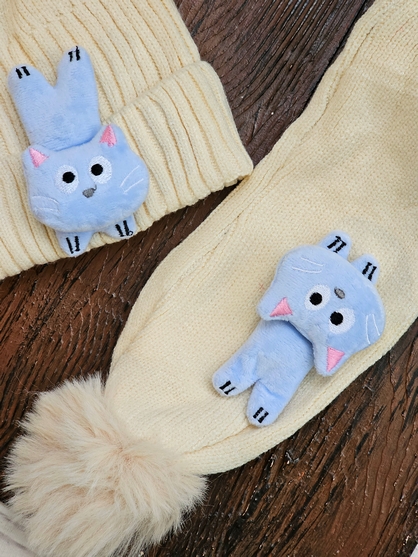 کلاه و شال دخترانه گربه - تصویر 4