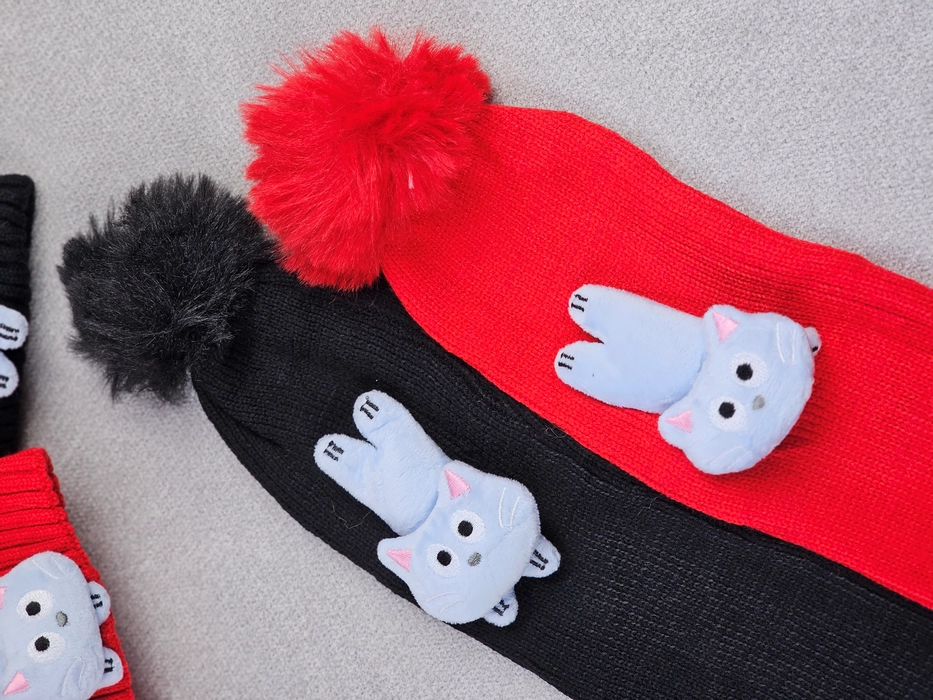 کلاه و شال دخترانه گربه - تصویر 9