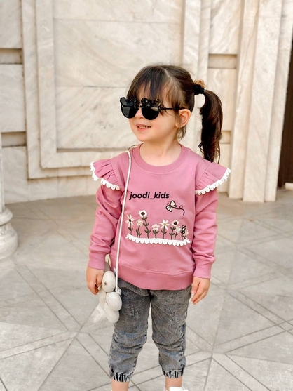 بلوز تک دخترانه گلدوزی پروانه - تصویر 4