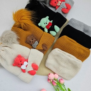 کلاه و شال گردن دخترانه خرسی