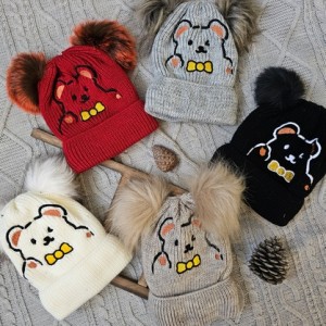 کلاه تک گلدوزی خرس