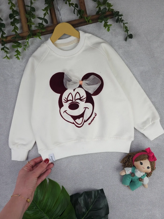 بلوز تک دخترانه میکی مخملی - تصویر 3