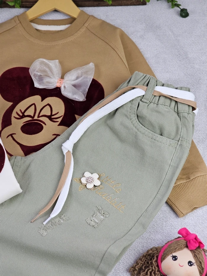 بلوز تک دخترانه میکی مخملی - تصویر 6