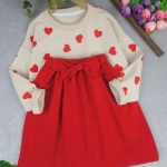 کراپ و دامن دخترانه پاپیون قلبی