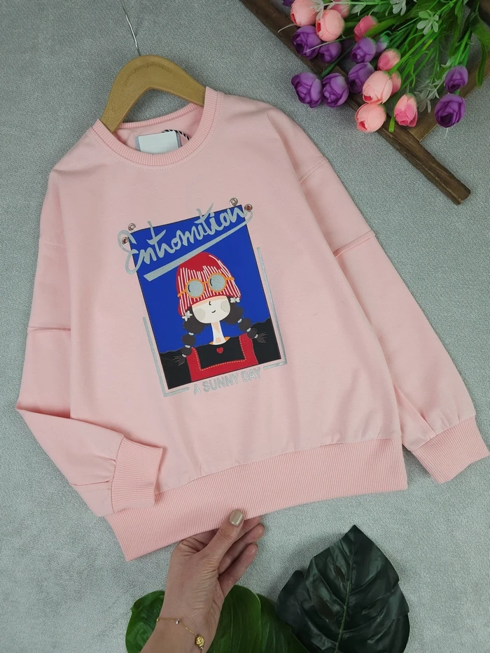 بلوز تک دخترانه کلاه به سر - تصویر 3