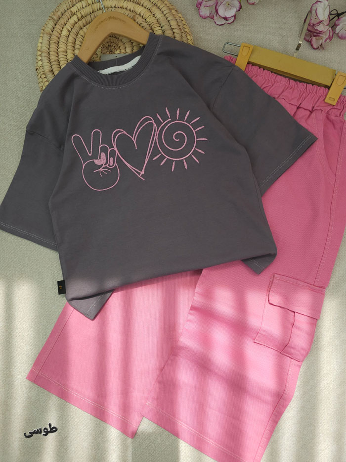 تیشرت و شلوار دخترانه قلب خورشید - تصویر 3