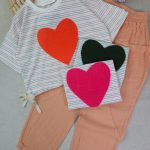 کراپ و شلوار دخترانه قلب بافتنی