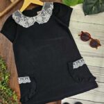 سارافون دخترانه یقه تور