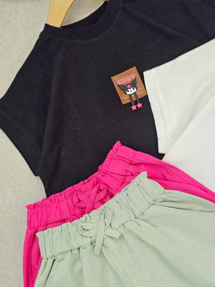 کراپ و شورتک دخترانه جیب خامه دوزی - تصویر 4