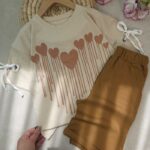 تیشرت و شلوارک دخترانه آستین بندی