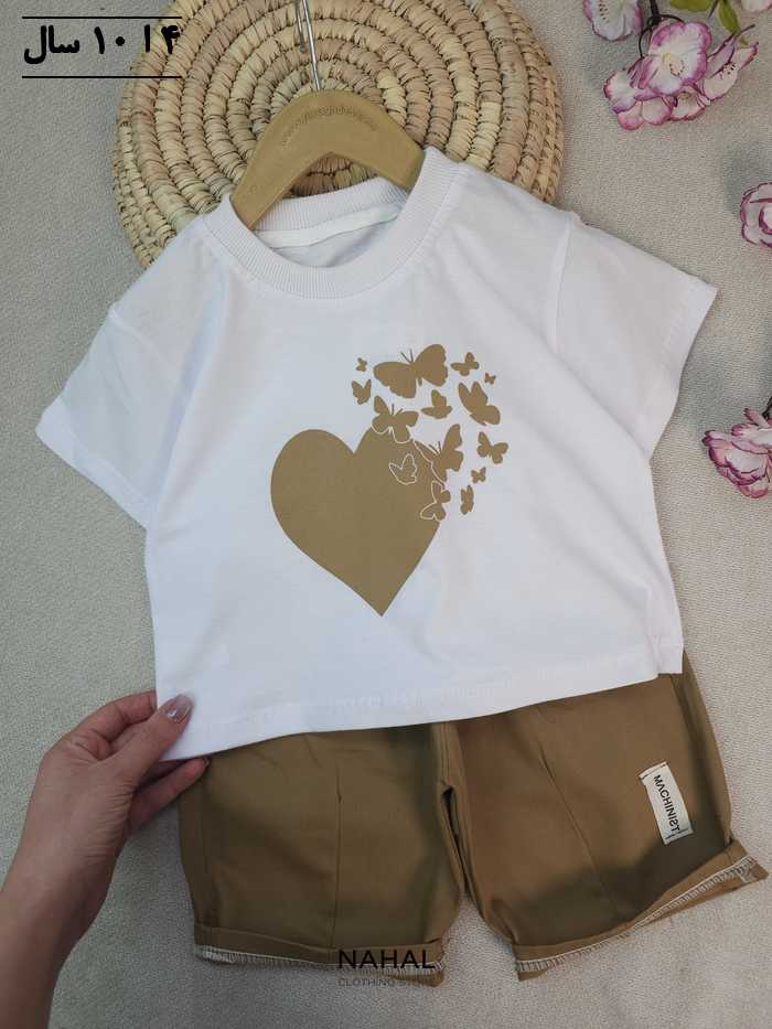 کراپ و شلوارک دخترانه پروانه قلبی - تصویر 3