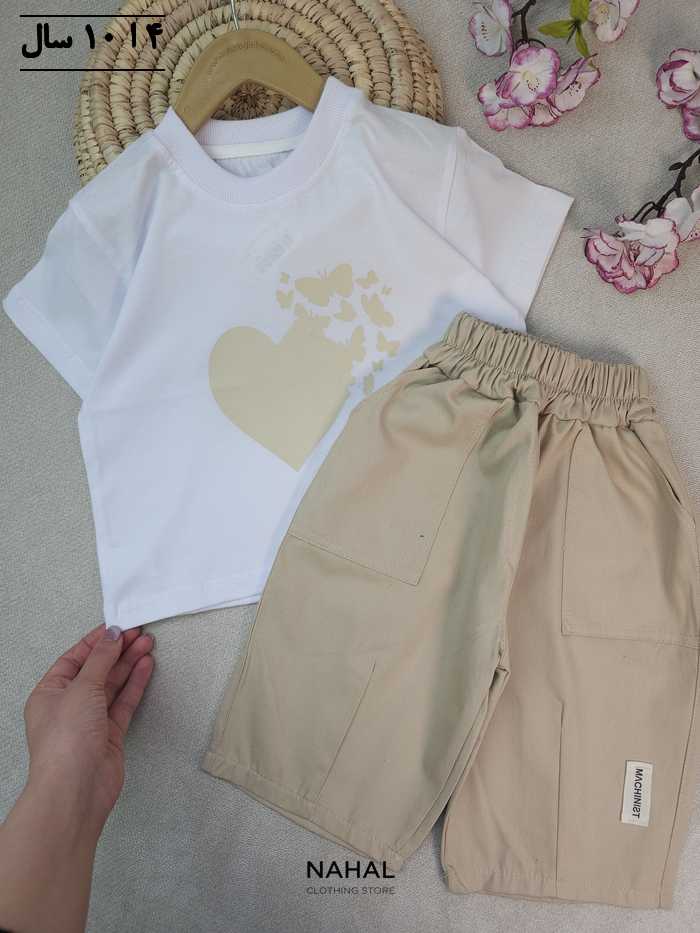 کراپ و شلوارک دخترانه پروانه قلبی - تصویر 4