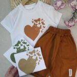 کراپ و شلوارک دخترانه پروانه قلبی