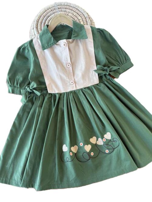 پیراهن دخترانه گلدوزی قلب