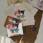 کراپ و شلوار دخترانه کرومی ملودی استیکر قلب