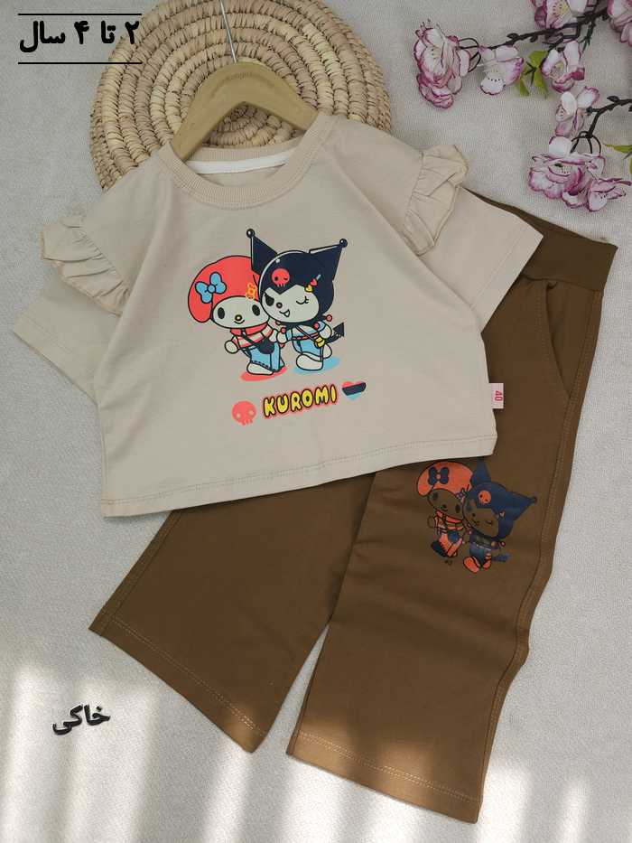کراپ و شلوار دخترانه کرومی ملودی استیکر قلب - تصویر 5