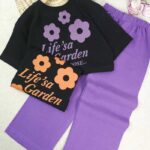 کراپ و شلوار دخترانه گل های رنگی