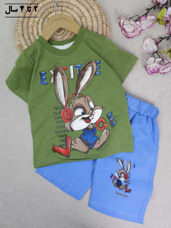 تیشرت و شلوارک دخترانه خرگوش و هدفون - تصویر 4