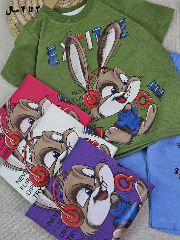 تیشرت و شلوارک دخترانه خرگوش و هدفون - تصویر 7