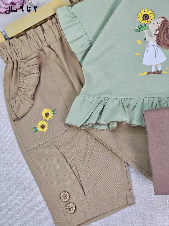 کراپ و شلوارک دخترانه آفتابگردان - تصویر 5