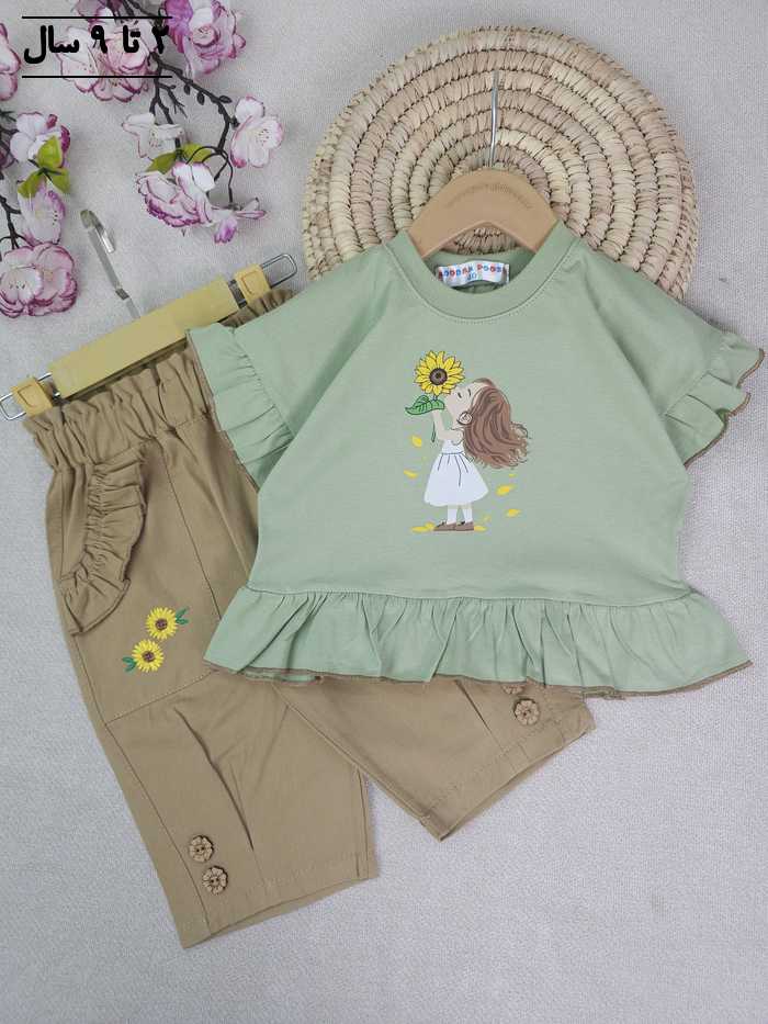 کراپ و شلوارک دخترانه آفتابگردان - تصویر 3