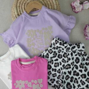 کراپ و شورتک دخترانه گل پفکی