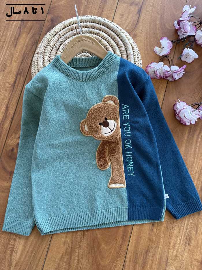 بلوز بافت پسرانه خرس قهوه ای - تصویر 5