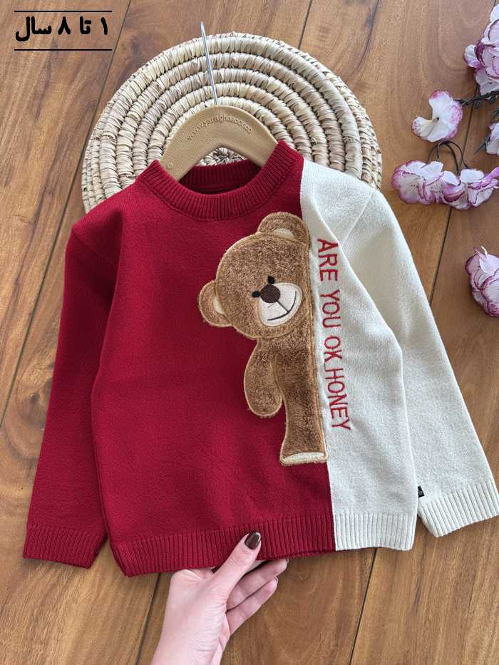 بلوز بافت پسرانه خرس قهوه ای - تصویر 3