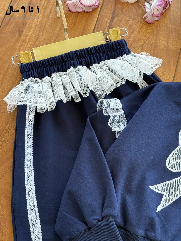 کراپ و شلوار دخترانه پاپیون گیپور - تصویر 4