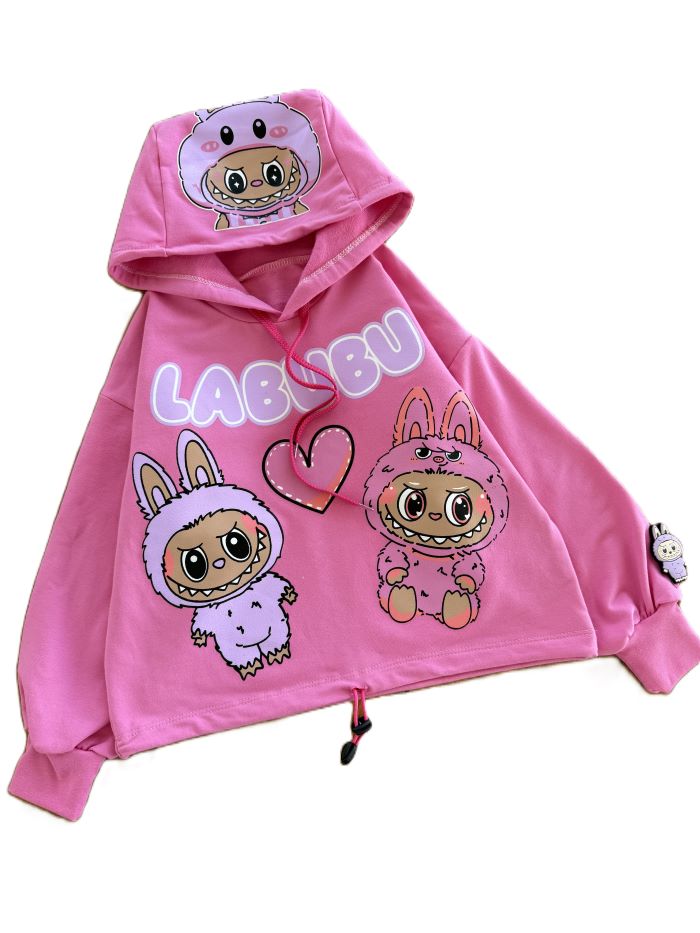 هودی کراپ دخترانه لبوبو - تصویر 3