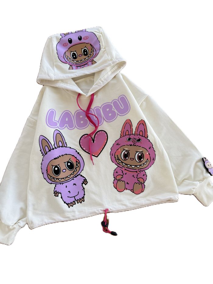 هودی کراپ دخترانه لبوبو - تصویر 4
