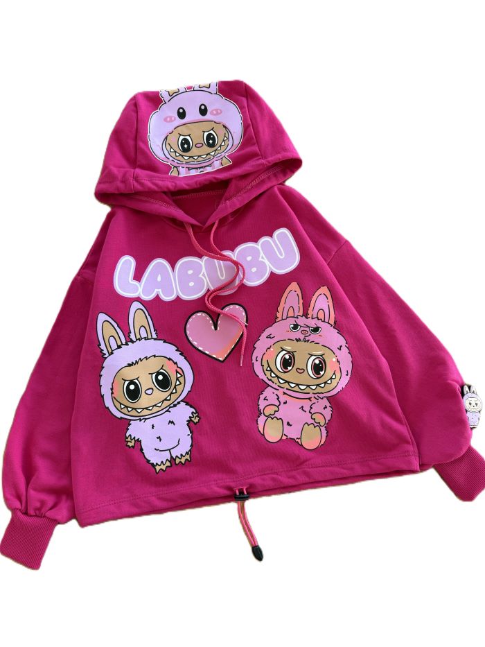 هودی کراپ دخترانه لبوبو - تصویر 5
