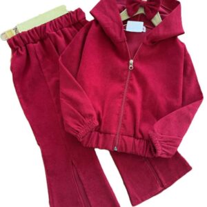 سویشرت و شلوار بوت کات دخترانه همراه با گیره