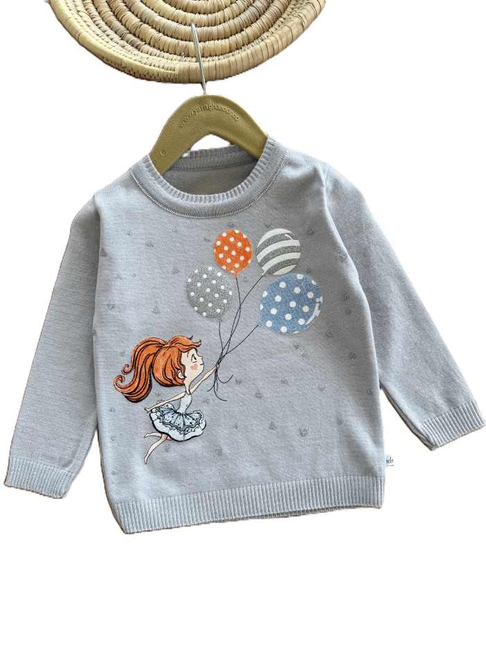 بلوز بافت دخترانه بادکنک - تصویر 4