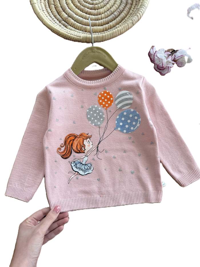 بلوز بافت دخترانه بادکنک - تصویر 5