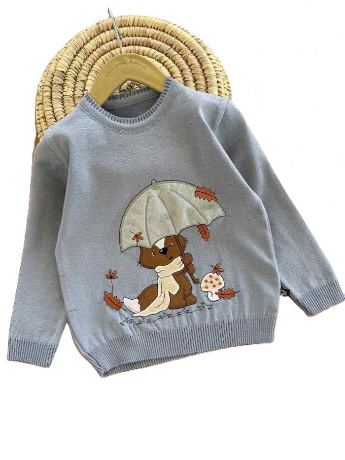 بلوز بافت پسرانه گلدوزی برگ - تصویر 5