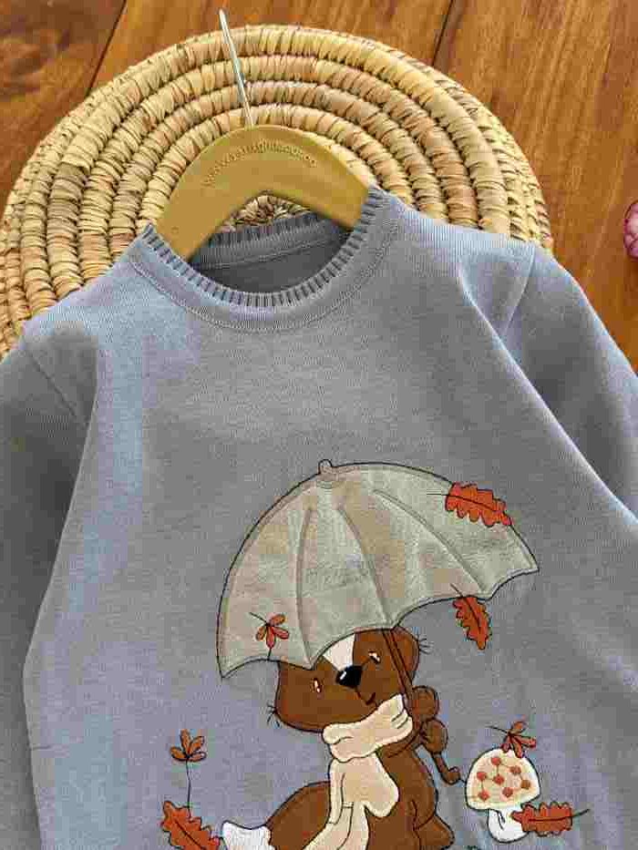 بلوز بافت پسرانه گلدوزی برگ - تصویر 6