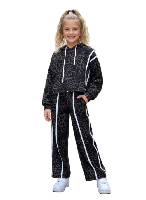هودی کراپ شلوار دخترانه فوتر پلنگی