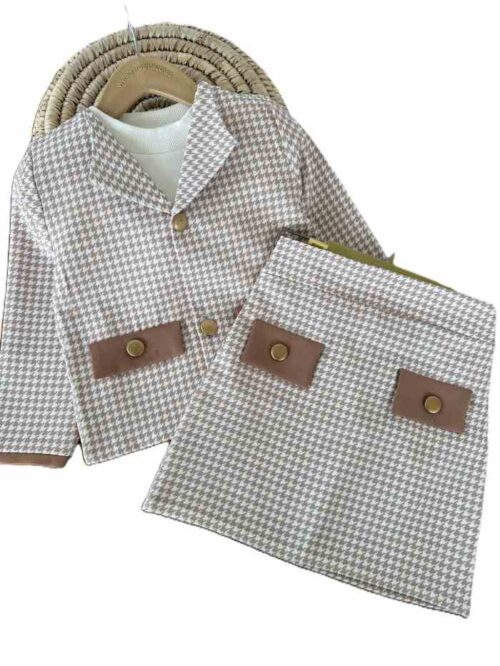 ست سه تیکه کت دامن پریا همراه با تل