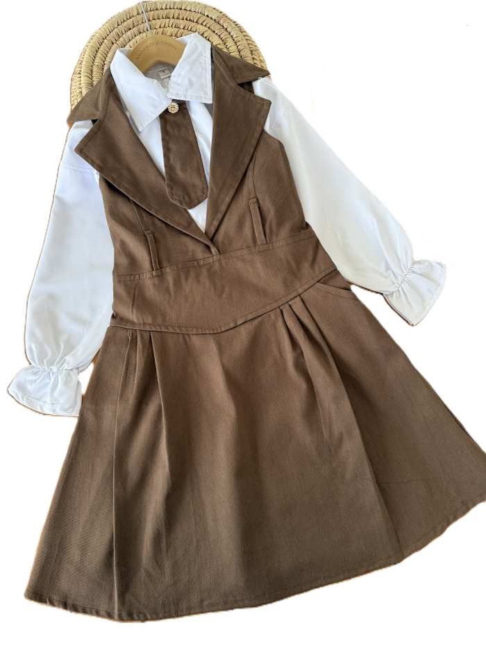 دو تیکه دخترانه بیرونی کرواتی با کمربند - تصویر 3