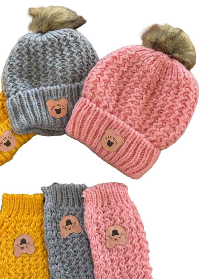 کلاه و شال گردن پسرانه تک پوم - تصویر 3