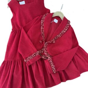 کت و سارافون دخترانه نیلین همراه با گیره