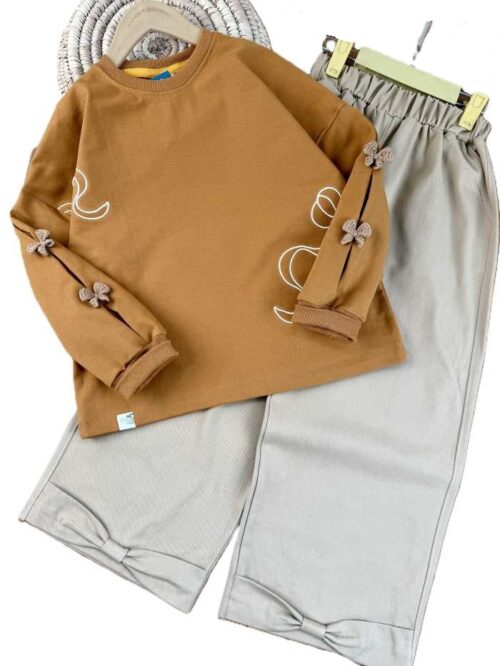 بلوز و شلوار دخترانه بیرونی گل بافت