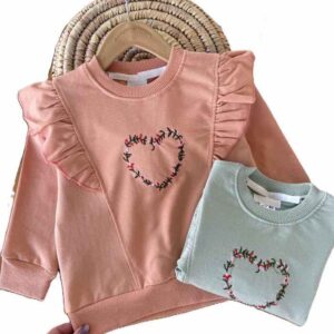 بلوز دخترانه قلب گلدوزی