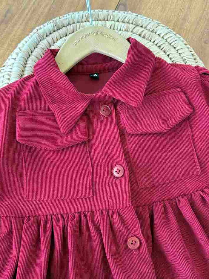 پیراهن دخترانه جلو دکمه - تصویر 4