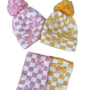 کلاه و شالگردن خرس شطرنجی