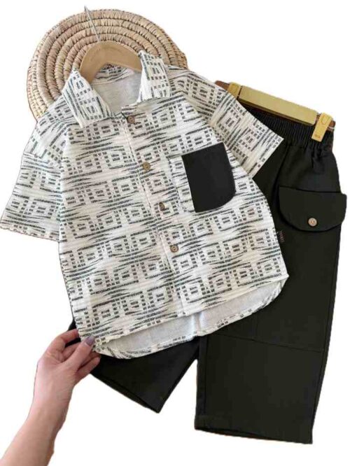 پیراهن با شلوارک بیرونی پسرانه سیان